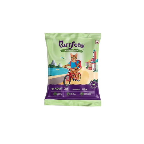Purrfeto Adult Dry Cat Food with Chicken & Sardine - 100g