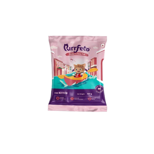 Purrfeto Dry Cat Food for Kitten with Chicken & Ocean Fish - 100g