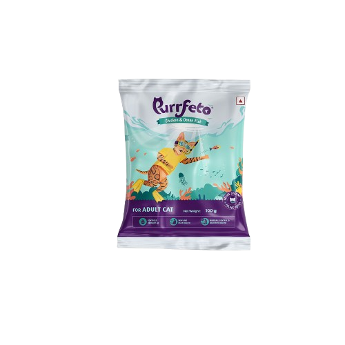 Purrfeto Adult Dry Cat Food with Chicken & Ocean Fish - 100g