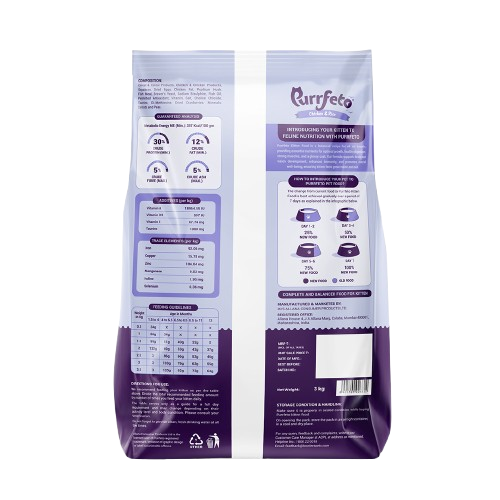 Purrfeto Dry Cat Food for Kitten with Chicken & Rice - 3kg