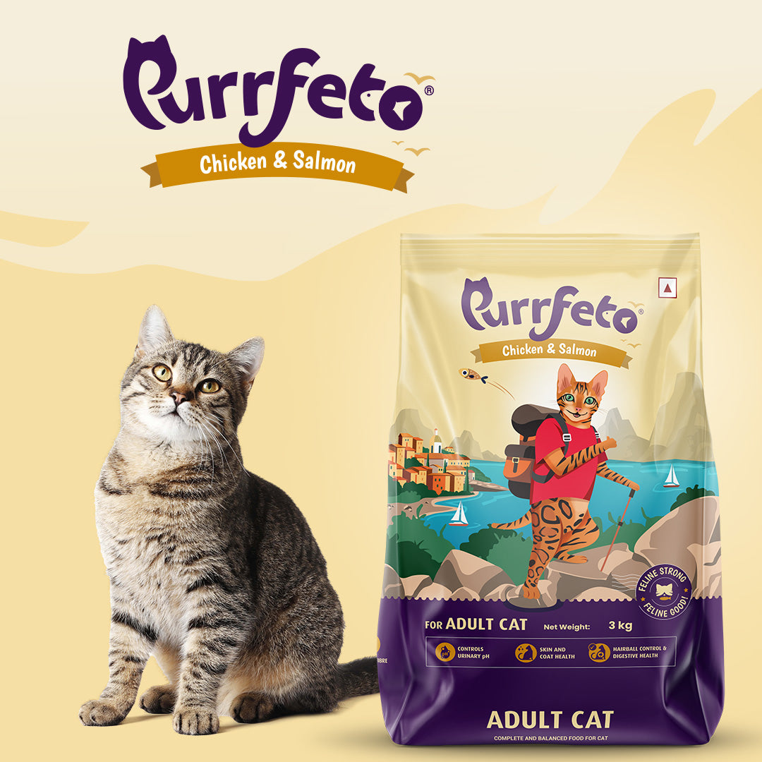Purrfeto Adult Dry Cat Food with Chicken & Salmon - 3kg