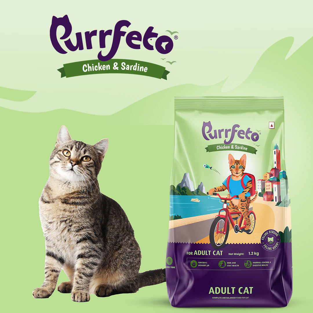 Purrfeto Adult Dry Cat Food with Chicken & Sardine - 1.2kg
