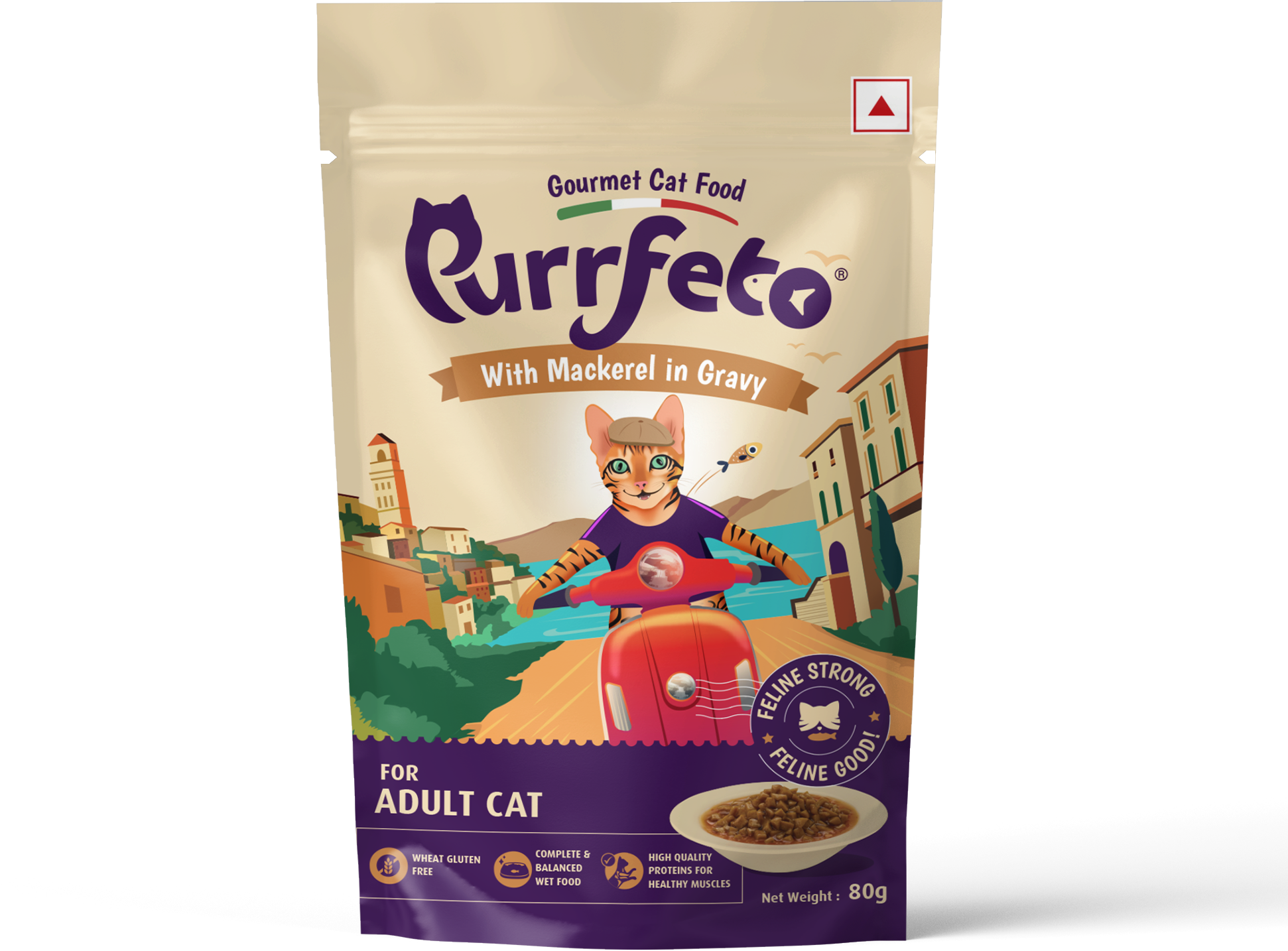 Purrfeto Adult Wet Cat Food with Mackerel in Gravy - 80g