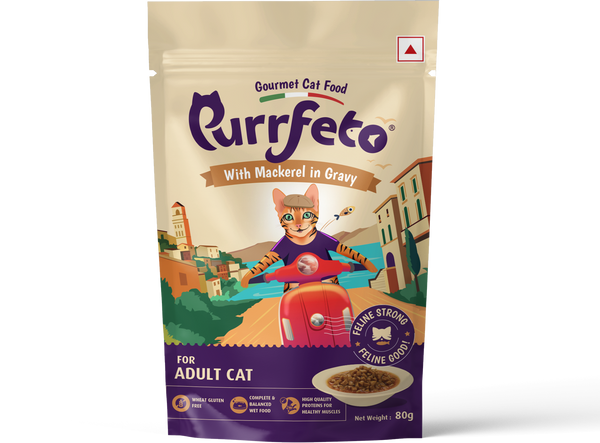 Purrfeto Adult Wet Cat Food with Mackerel in Gravy - 80g