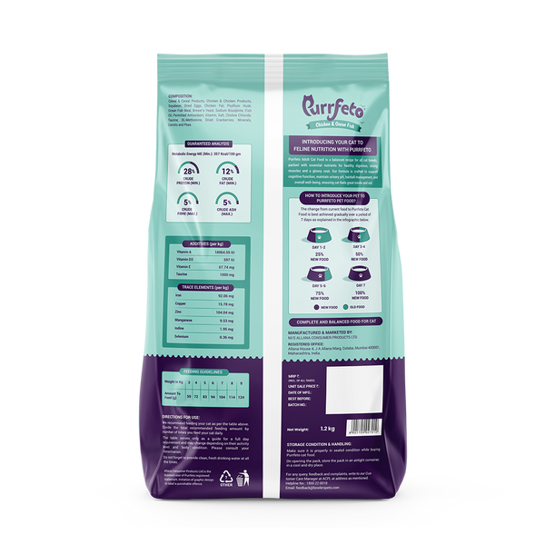 Purrfeto Adult Dry Cat Food with Chicken & Ocean Fish - 1.2kg hover