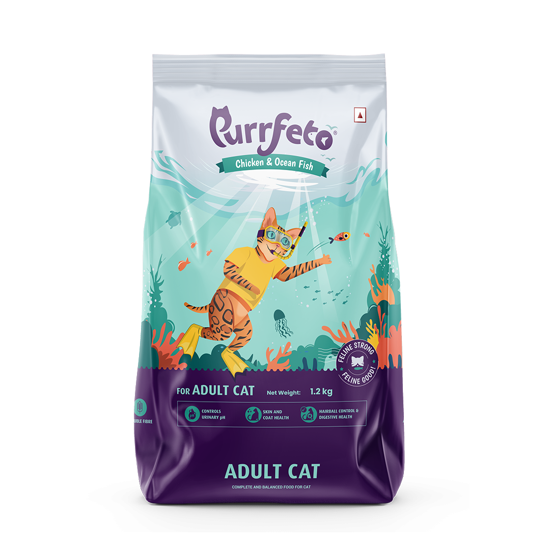 Purrfeto Adult Dry Cat Food with Chicken & Ocean Fish - 1.2kg