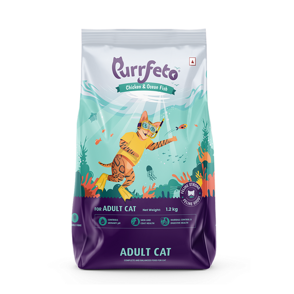 Purrfeto Adult Dry Cat Food with Chicken & Ocean Fish - 1.2kg