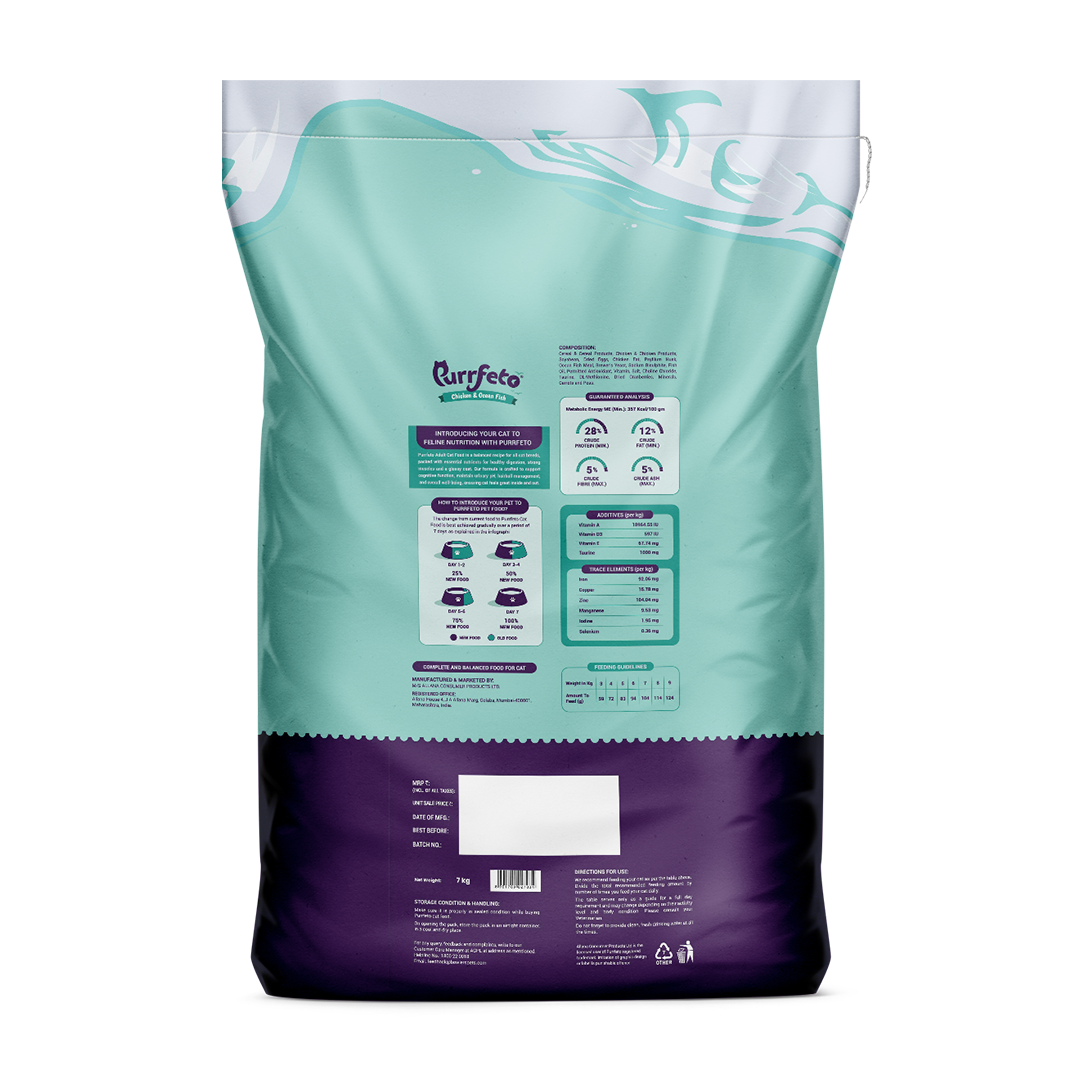 Purrfeto Adult Dry Cat Food with Chicken & Ocean Fish - 7kg