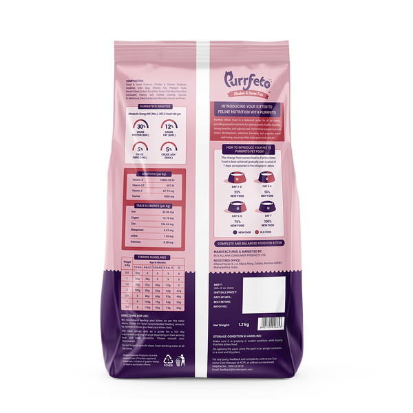 Purrfeto Dry Cat Food for Kitten with Chicken & Ocean Fish - 1.2kg hover
