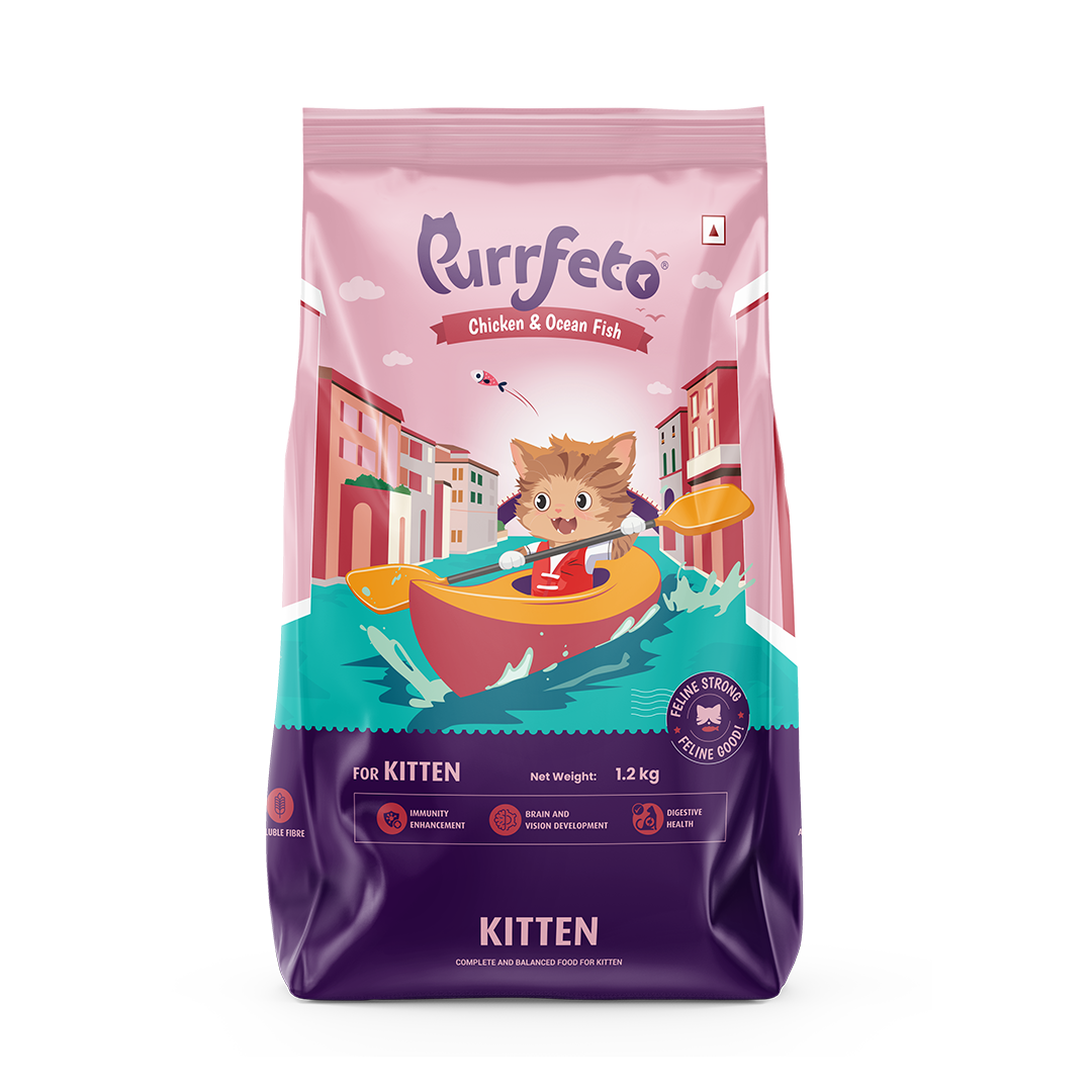 Purrfeto Dry Cat Food for Kitten with Chicken & Ocean Fish - 1.2kg