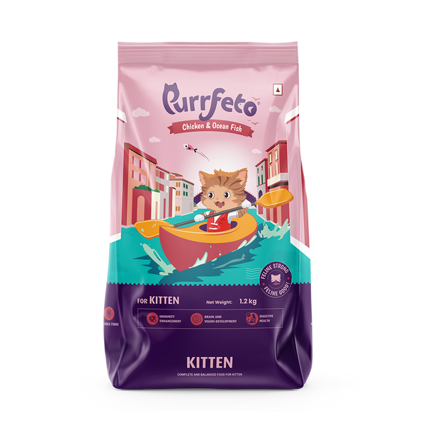Purrfeto Dry Cat Food for Kitten with Chicken & Ocean Fish - 1.2kg