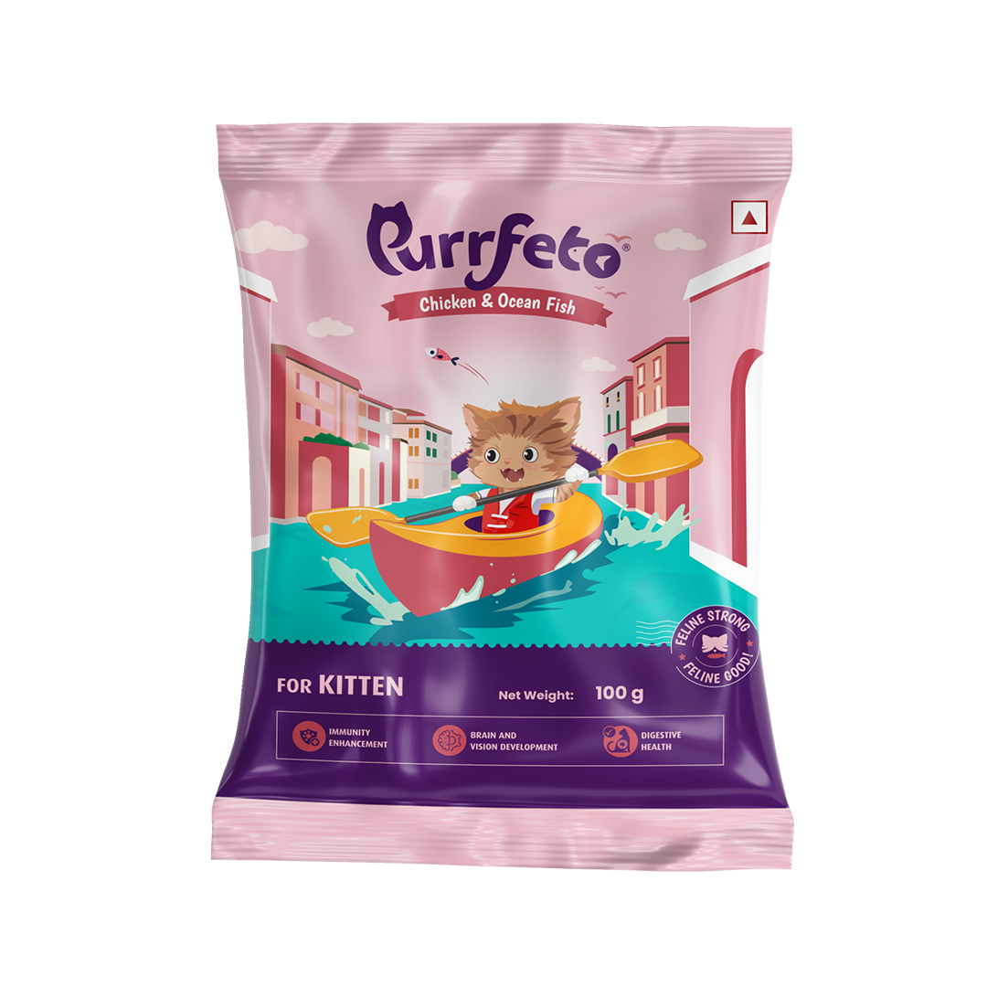 Purrfeto Dry Cat Food for Kitten with Chicken & Ocean Fish - 100g