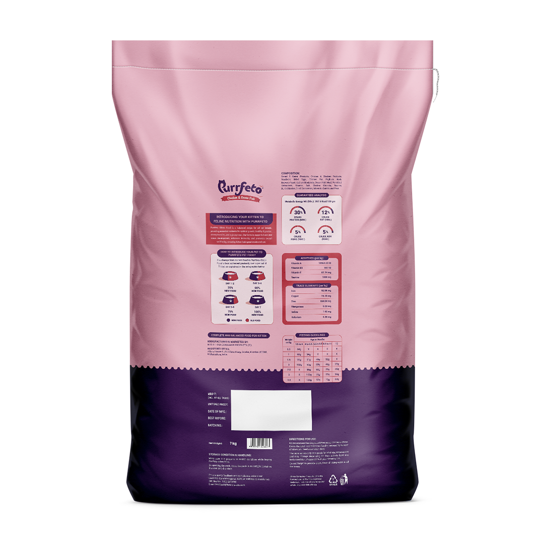 Purrfeto Dry Cat Food for Kitten with Chicken & Ocean Fish - 7kg