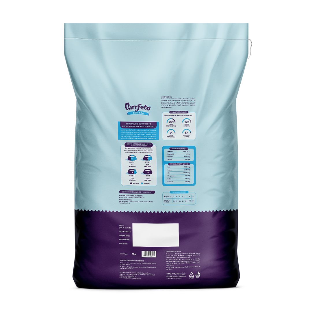 Purrfeto Adult Dry Cat Food with Chicken & Rice - 7kg