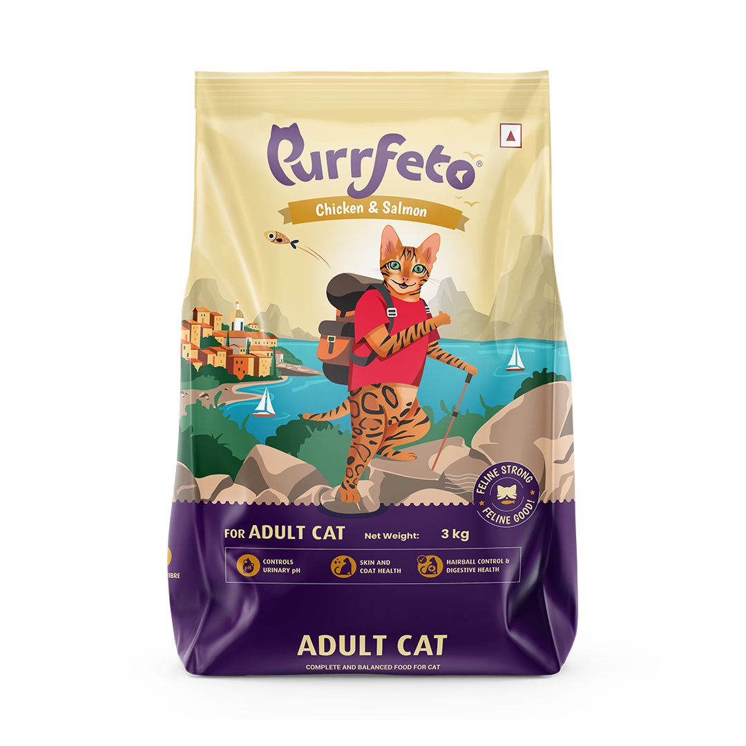 Purrfeto Adult Dry Cat Food with Chicken & Salmon - 3kg