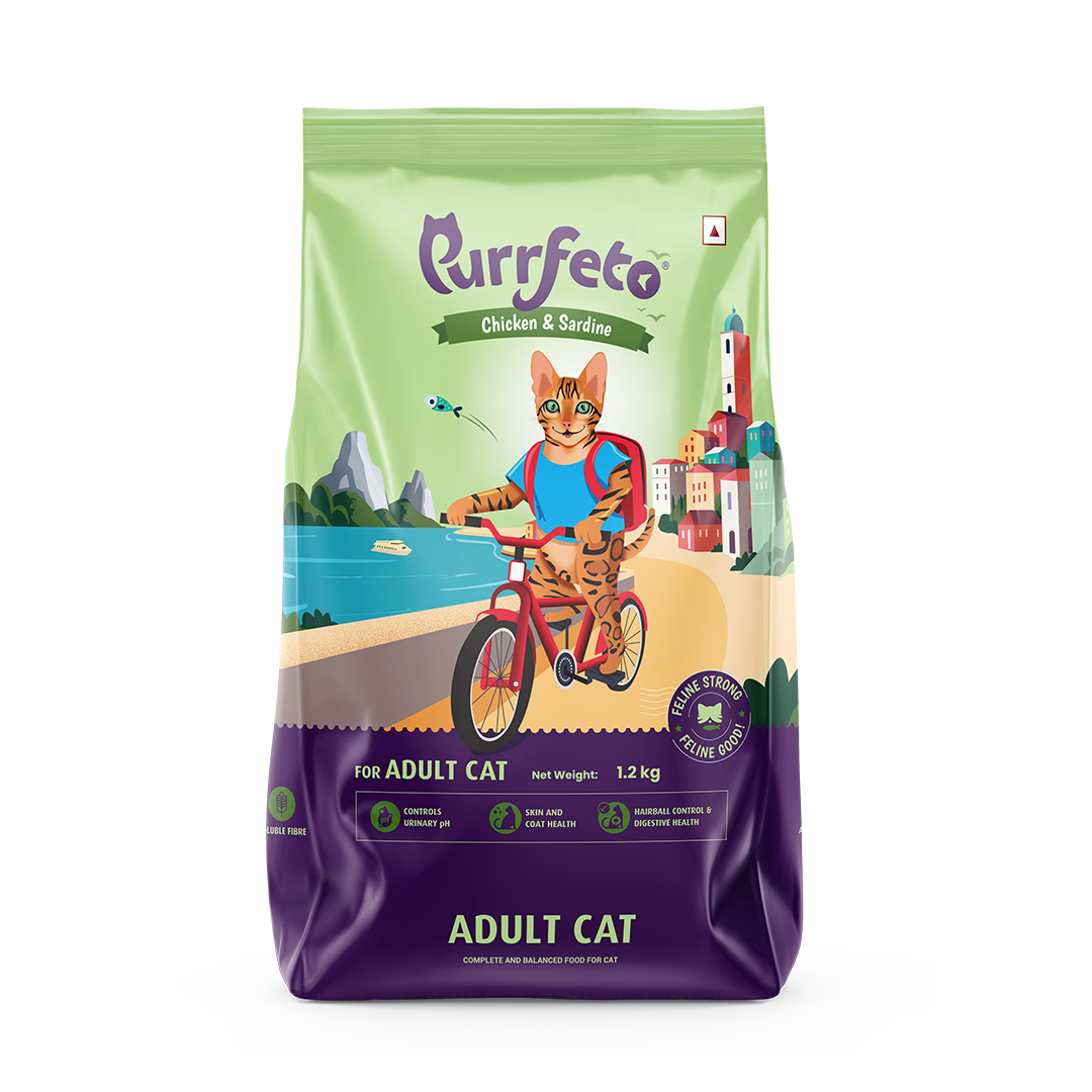 Purrfeto Adult Dry Cat Food with Chicken & Sardine - 1.2kg