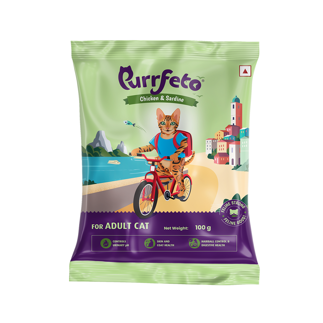 Purrfeto Adult Dry Cat Food with Chicken & Sardine - 100g