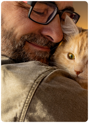 Customer with their cat